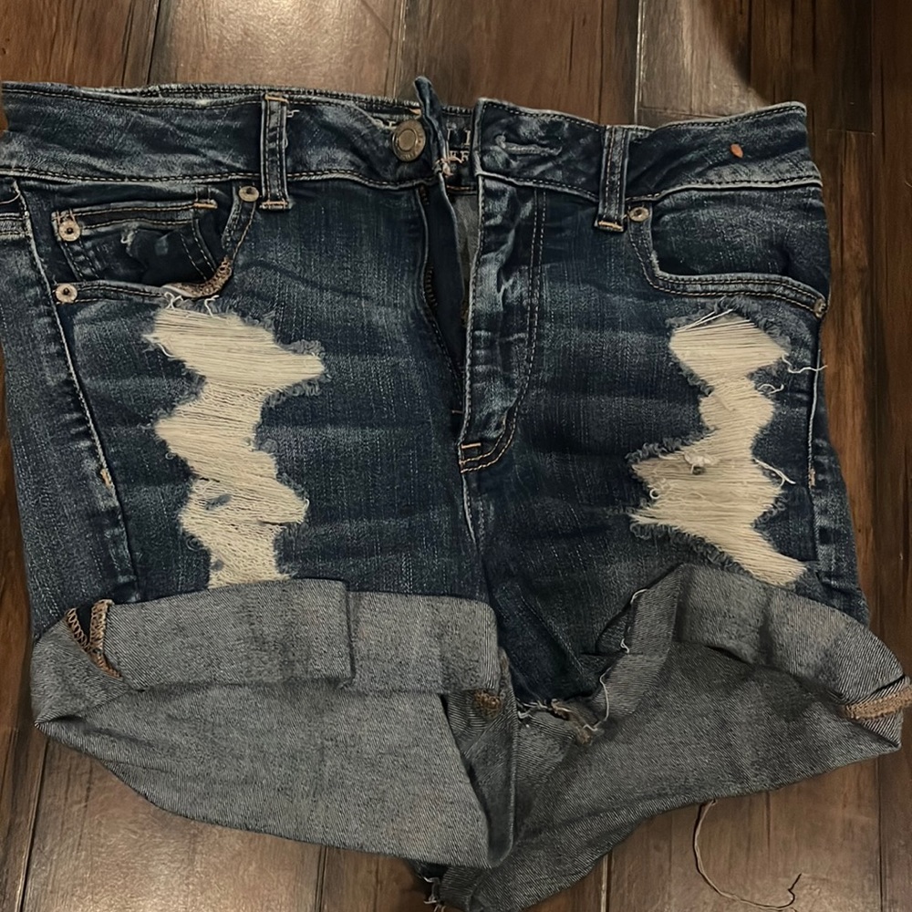 american eagle ripped denim jean shorts